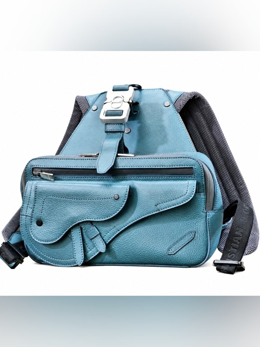 Dior Runway Edition Blue Calfskin Saddle Backpack